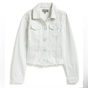 NWT | Tractr Women's White Raw Hem Denim Jacket | Size L